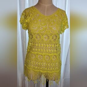 Cato Yellow Crochet Tank